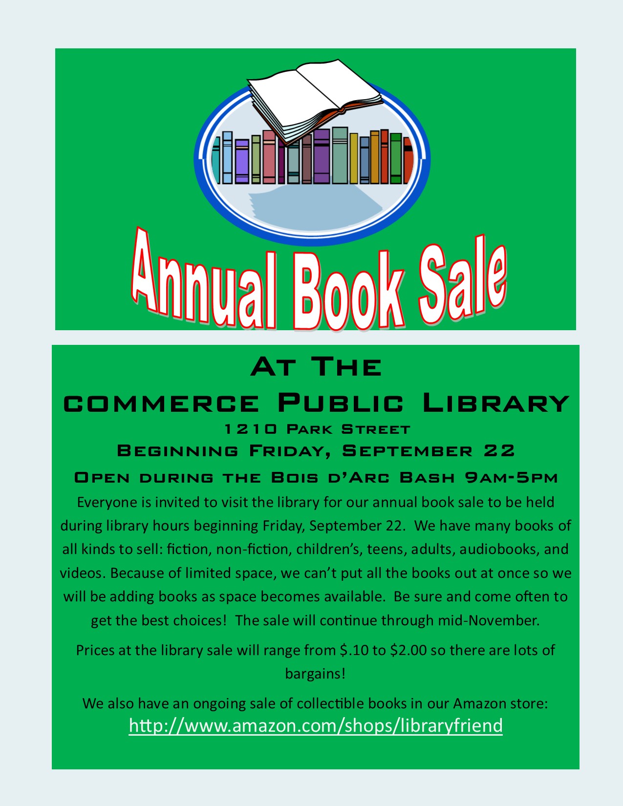 Book sale sign for chamber blast 2017.jpg