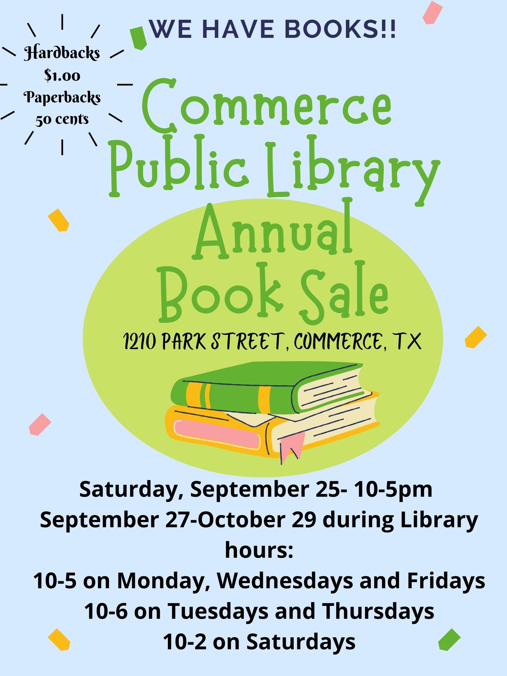 Commerce Public Library Annual Book Sale 2021.jpg